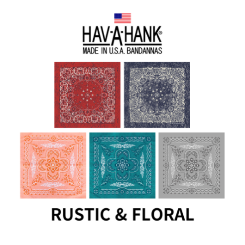 하바행크 HAV A HANK 러스틱 플로럴 반다나 스카프, Floral Mirage Blue