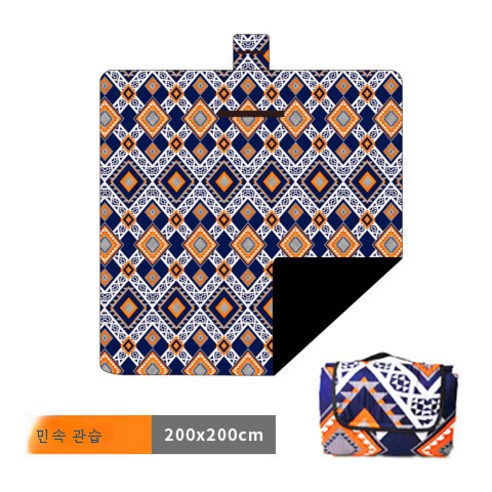 DFMWI.피크닉 매트.Picnic mat.--피크닉 매트 야외 봄나들이 평 캠핑 야취 매트 두꺼운 휴대용 전원포 방수 텐트 방습 매트, 민족스타일200*200Cm