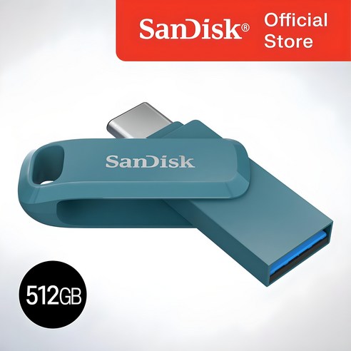 샌디스크 공식인증정품 USB 메모리 Ultra Dual Go 울트라 듀얼 고 Type-C OTG USB 3.2 SDDDC3 512GB 나바지오블루, 1개