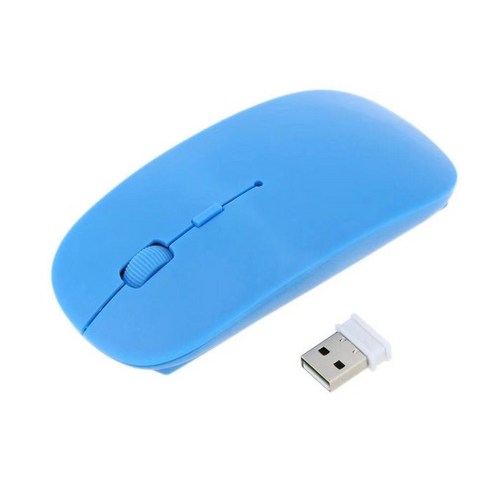 [ZQ] 마우스 무선 1600 인치 당 점 Usb 광 무선 컴퓨터 마우스 2.4G 수신기 초박형 마우스 무선 마우스 Pc 노트북, 블루, 하나
