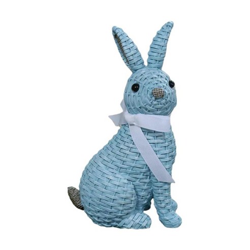 현실적인 토끼 입상 부활절 장식 토끼 조각 디스플레이 장식 토끼 모델 동물 그림 집들이 선물, 수지, 블루 시팅