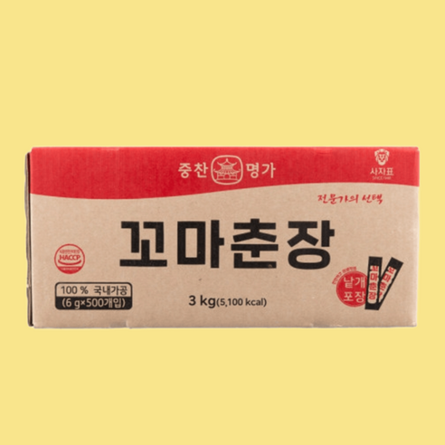 중찬명가 사자표 꼬마춘장 6g 500개입 단무지춘장 소스 일회용, 중찬명가 꼬마춘장 6g 500개입