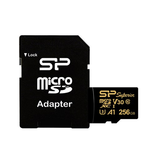 실리콘파워 microSDXC Class10 Golden Superior UHS-I U3 A1 V30 4K, 256GB