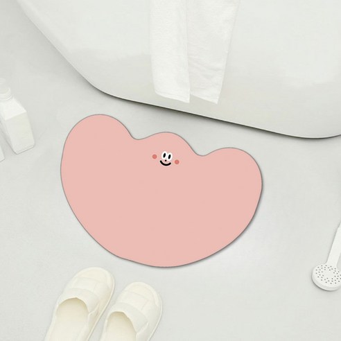 디아쿠아 몬스터 빨아쓰는 욕실 주방 논슬립 소프트 규조토 발매트, 플라워핑크