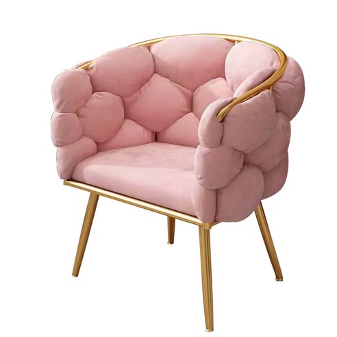 BOSUN 침실 벨벳 등받이 화장대 의자 미용실 네일샵 카페 인테리어, 핑크색, 4개