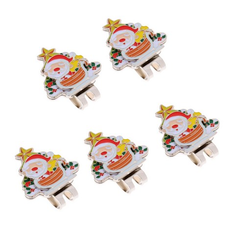 5조각 산타 클로스 자기 모자 모자 클립 골프 볼마커, 설명, 합금