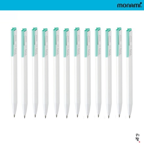 모나미 트리피스 유성볼펜 0.5 0.7 1.0mm 1타 12자루 삼각볼펜 휴대 용이, 12개입, 0.5mm 블랙(파스텔 민트)