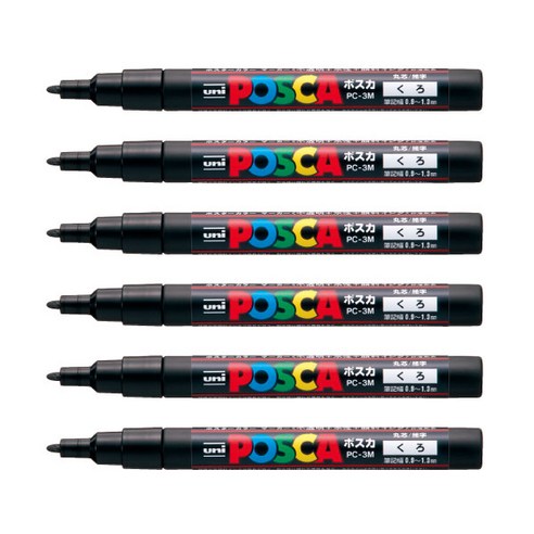 유니 포스카 PC 3M 6개입 1다스, 블랙, 1개, 1색