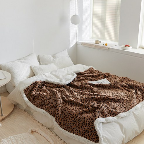 smy양면 양모 담요 성인 담요 홈 담요 낮잠 담요 따뜻한 패션 두꺼운 싱글, smy갈색 표범 인쇄, 110X150cm (담요)