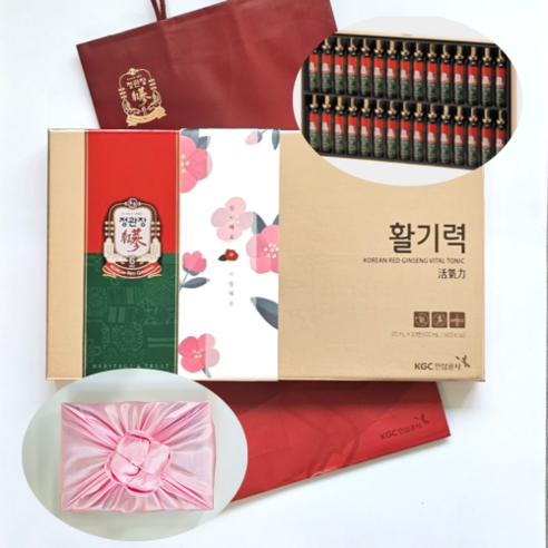 정관장 홍삼정 활기력 30개입 600ml 선물용 쇼핑백 운동 여행 부모님 골프 (보자기 포함), 1박스
