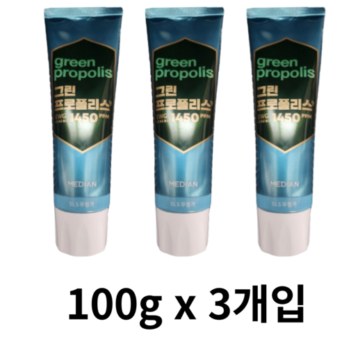 메디안 프로폴리스향 홀패밀리 치약 퓨어민트, 100g, 3개