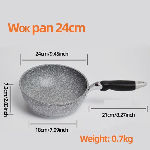 [SW] Frying Pan 28/26/24/20cm Wok Pan Non-stick Pan Skillet Cauldron Induction Cooker Frying Pans Pa, 24 cm Wok Pan_normal