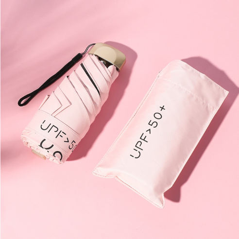 우아한클릭 초경량 미니 UPF 50+ 자외선차단 휴대용 파스텔 5단 암막 양산 우양산