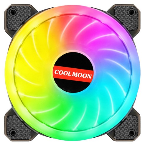 Xzante COOLMOON Starlight 컴퓨터 케이스 PC 냉각 팬 RGB 조정 120mm 저소음 쿨러 CPU 4 팬(음악 컨트롤러), 여러 가지 빛깔의