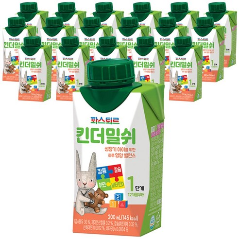 파스퇴르 킨더밀쉬, 200ml, 18개