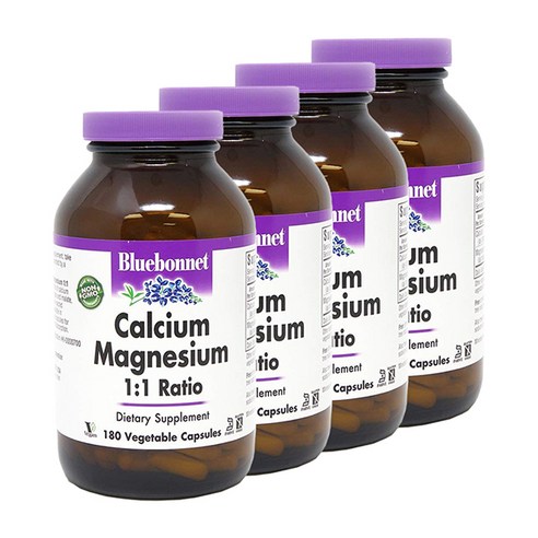 블루보넷 칼슘 마그네슘 1:1 브이캡 무설탕 글루텐 프리 비건, 4개, 180정