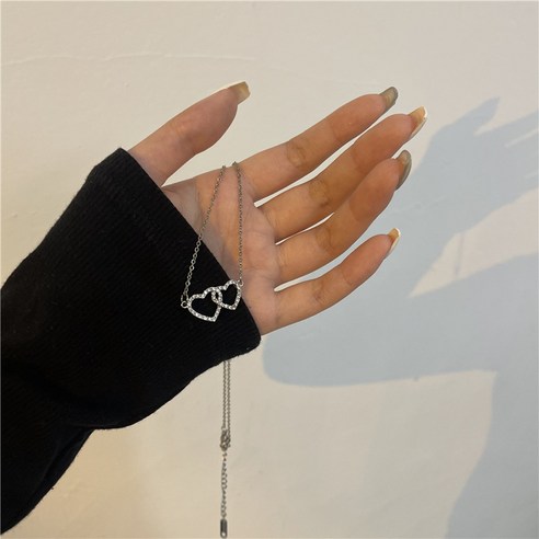 링 조인트 하트 choker 티타늄 강철 목걸이 사치 소규모 디자인 감각 쇄골 체인 심플한 목걸이 액세서리