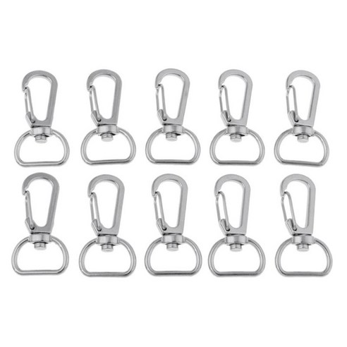 10PC 스냅 키 링 키 체인 클립 카라비너 야외 버클 D-링 훅 경량 및 휴대용, 실버, 합금