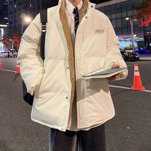 mxt겨울 특대 온라인 연예인 양면 코튼 패딩 코트 한국어 스타일 유행 양털 안감 코튼 패딩 코트 유행 브랜드 커플 코트