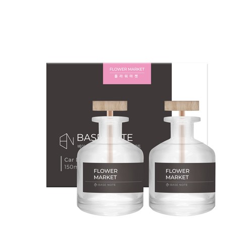 베이스노트 차량용 대용량 디퓨저 150ml, 2개, 플라워마켓