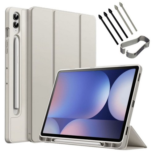 갤럭시탭S10 플러스 울트라 북커버 케이스 S펜슬 수납 S10+ Ultra 삼성 케이스나라, 실버, 1개