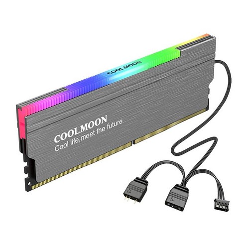 DDR2 PC용 컨트롤러 인터페이스가 있는 냉각 조끼 5V 3핀 방열판 ARGB DDR 메모리 RAM 쿨러 라디에이터, 회색, 5.27x1.69x0.33 인치, 알루미늄 합금 ABS