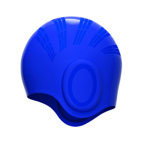 YSSHOP 귀 보호 긴 머리 수영 모자 고탄력 수영 모자, 21.3x22x1.2cm, 실리콘, 다크 블루