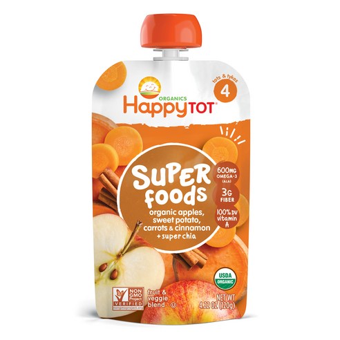 해피토트 슈퍼푸드 어린이 스무디 120g, 사과 + 고구마 + 당근 + 시나몬 + 슈퍼 치아(Apples + Sweet Potato + Carrots + Cinnamon + Super Chia), 1개