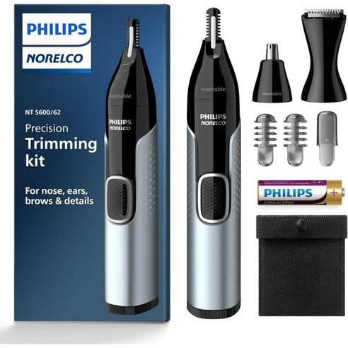 보내요 Philips Norelco 코털 제거기 정리기 관리기 눈썹 필립스 노렐코 코 귀 트리밍 키트 5000 NT560062, Latest Version_Nosetrimmer 500