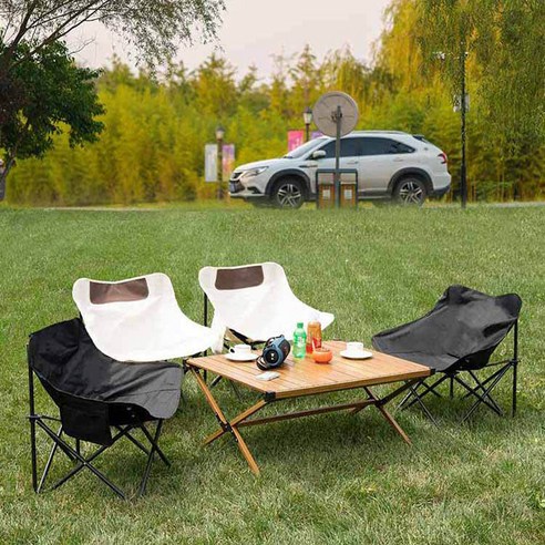 휴대용 폴딩 낚시의자 접이식 캠핑 체어 의자, 베이지, 1개
