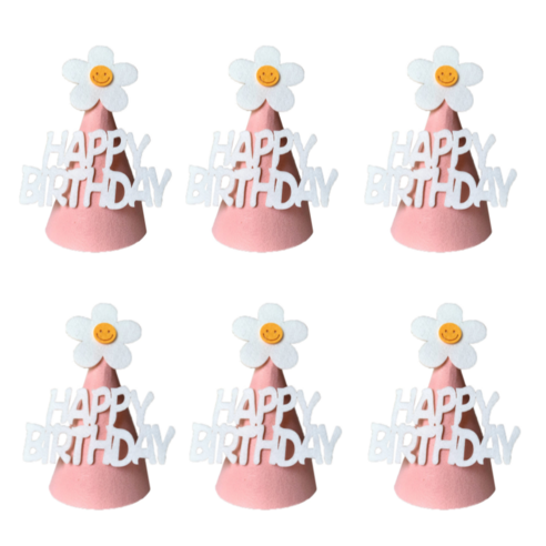 베르트폴 생일고깔모자, 6개, 핑크