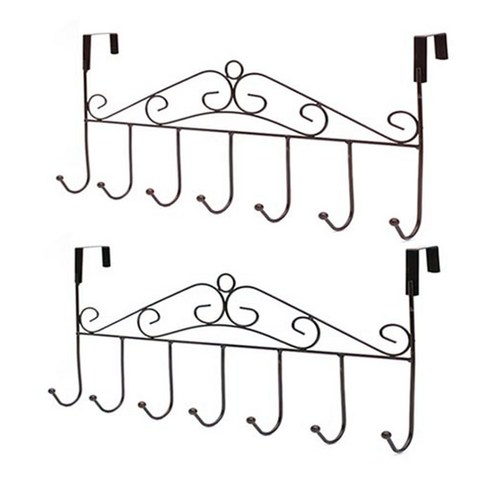 엔틱스타일 도어훅 옷걸이 7구 5구 방문옷걸이 2p, 도어훅브라운5구, 2개