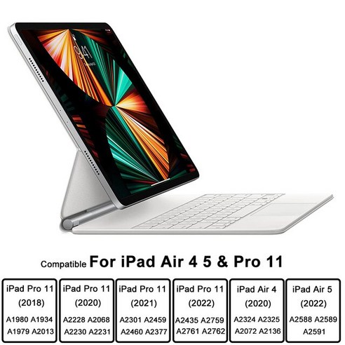 매직 키보드  LANUZOON 매직 키보드 스마트 멀티 터치 트랙 패드 7 가지 색상 백라이트 iPad Air 4 5th Pro 11 2022, 한개옵션2, 01 WHITE, 13 Danish