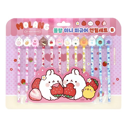 팝콘팬시 몰랑 뉴 피규어 12본 연필세트 2탄 B, 핑크, 12개