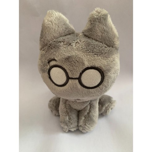 검은 고양이 인형 원우 굿즈 안경쓴 깜애옭 장식, 밝은회색