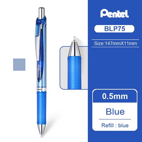 일본 Pentel BLN75 중립 펜 플러스 리필 부드럽고 건조 0.5mm 수성 비즈니스 사무실 Energel 편지지, 10 Pen plus refill