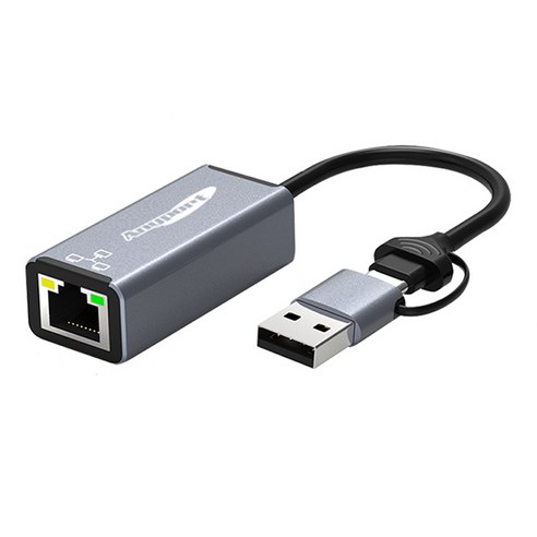 애니포트 2 IN 1 메탈바디 USB 3.0 기가비트 랜카드 콤보, AP-UC31GLAN, 1개