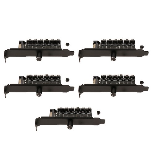 5x SATA 전원 PCI PWM CPU 냉각 팬 속도 컨트롤러 6 웨이 허브 어댑터 키트, 12x5.8cm, 블랙, 설명