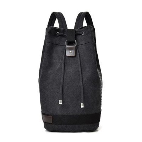 버킷 drawstring 배낭 캔버스 남자ins대용량 수하물 야외 여행 등산 가방 가방 가방 배낭, 작은 검은 색 카우보이 블랙
