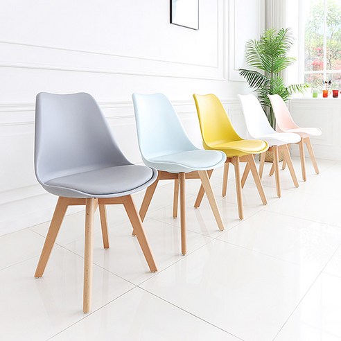 인테리어의 완성, 슐 인테리어 가죽 쿠션 원목 에펠체어