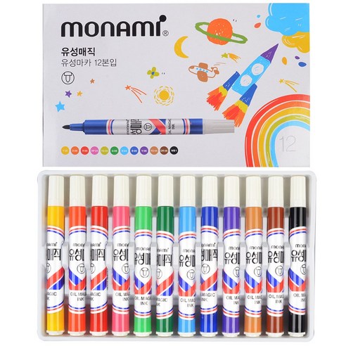   Monami Oil-Based Magic, 12 colors, 2 pieces