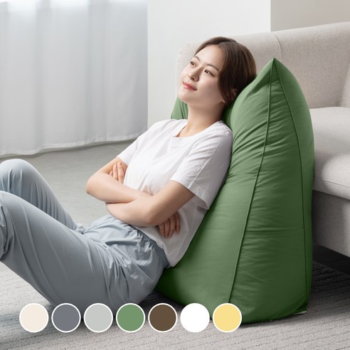 프랑떼 허리편한 폭신 방수 침대 삼각 등받이 등쿠션, 그린_55X55X25cm