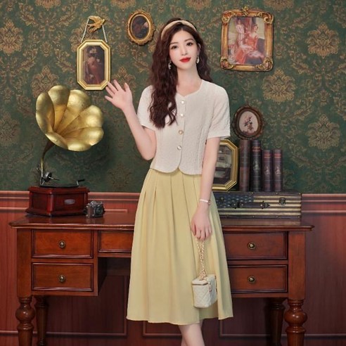 JINPEI 여성 엘레강스 투피스 컴포트 반팔 재킷 스커트 상하의세트 반팔자켓 JINPEI 여성 엘레강스 투피스 컴포트 반팔 재킷 스커트 상하의세트 반팔자켓