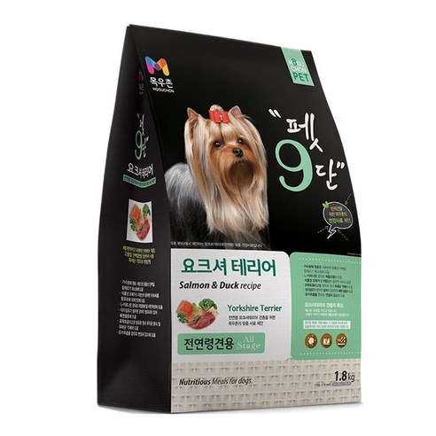 펫9단 생후 2개월 이상 전연령견용 요크셔테리어 건식사료, 오리, 1.8kg, 1개