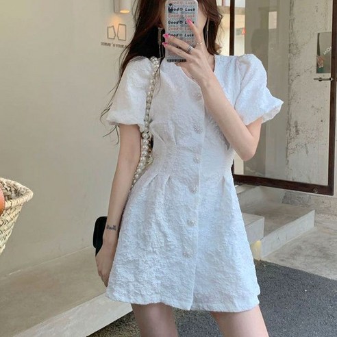 플로아 데일리 모임 행사 브이넥 미니 원피스 호캉스