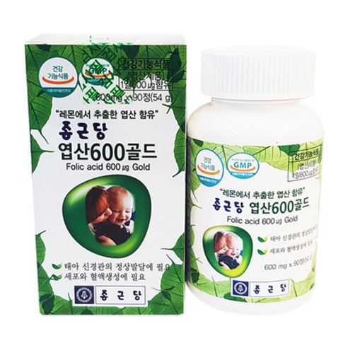 종근당 엽산600골드 600mg x 90정 3달분 엽산제., 1개, 상세페이지 참조