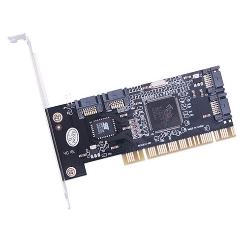Monland SATA 라이저 카드 PCI-SATA 확장 어댑터 4XSATA 포트 지원 RAID 0 1 5 0 + 1 기능, 검정