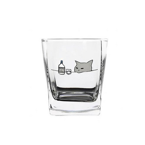 마구와구 알콜냥이 위스키잔 혼술 언더락 유리물컵 HG290, 1개