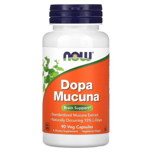 천연 도파민 NOW Supplements DOPA Mucuna 천연 발생 15% L-Dopa 도파 무쿠나 뇌신경 전달 물질 치매 예방 우울증 예방 행복 호르몬, 90정, 1개