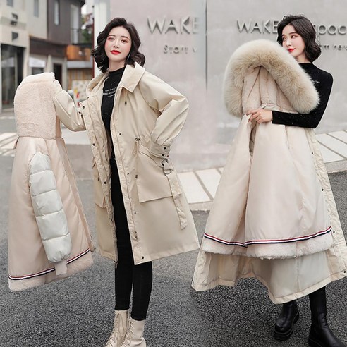 [ZL] Vielleicht -30 도 가을 겨울 여성 코트 롱 파카 따뜻한 이동식 모피 라이너 후드 겨울 자켓
